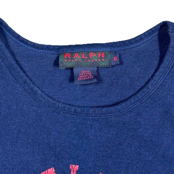 RALPH Ralph Lauren 90s T-Shirt Womens XL Navy Cotton RRL Logo Graphic Print - Picture 5 of 8